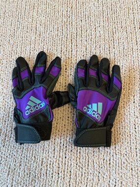 adidas Kids Purple and Black Sports Gloves